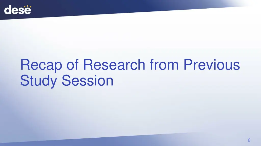 recap of research from previous study session