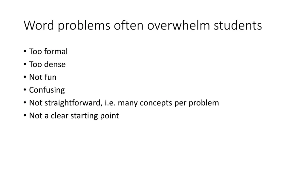 word problems often overwhelm students