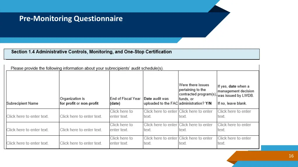 pre monitoring questionnaire 5