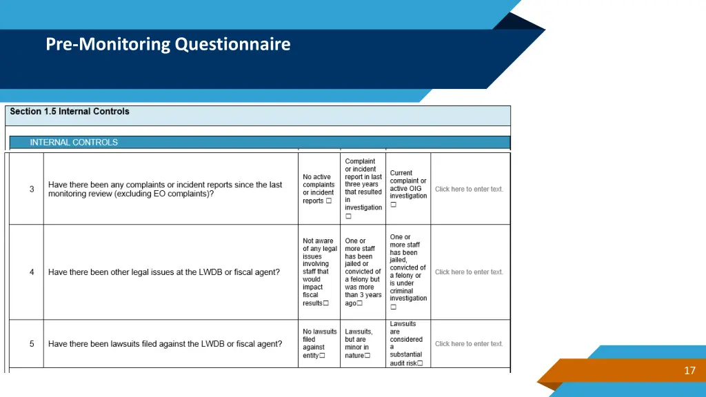pre monitoring questionnaire 6