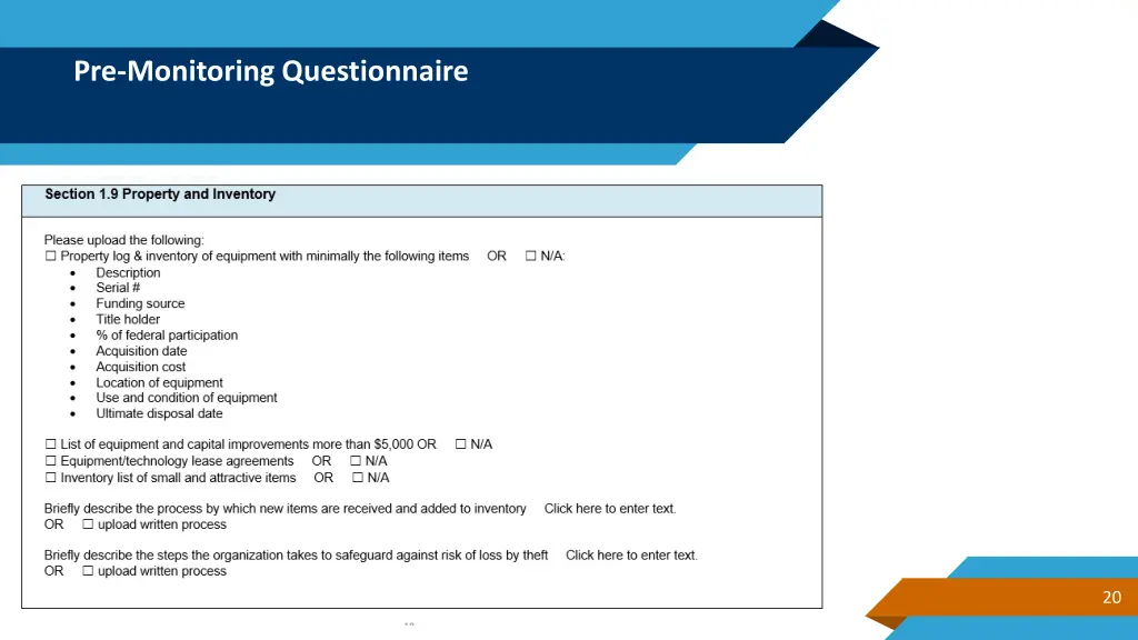 pre monitoring questionnaire 9
