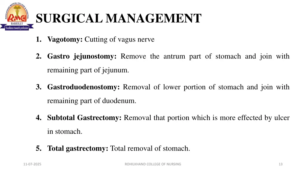 surgical management