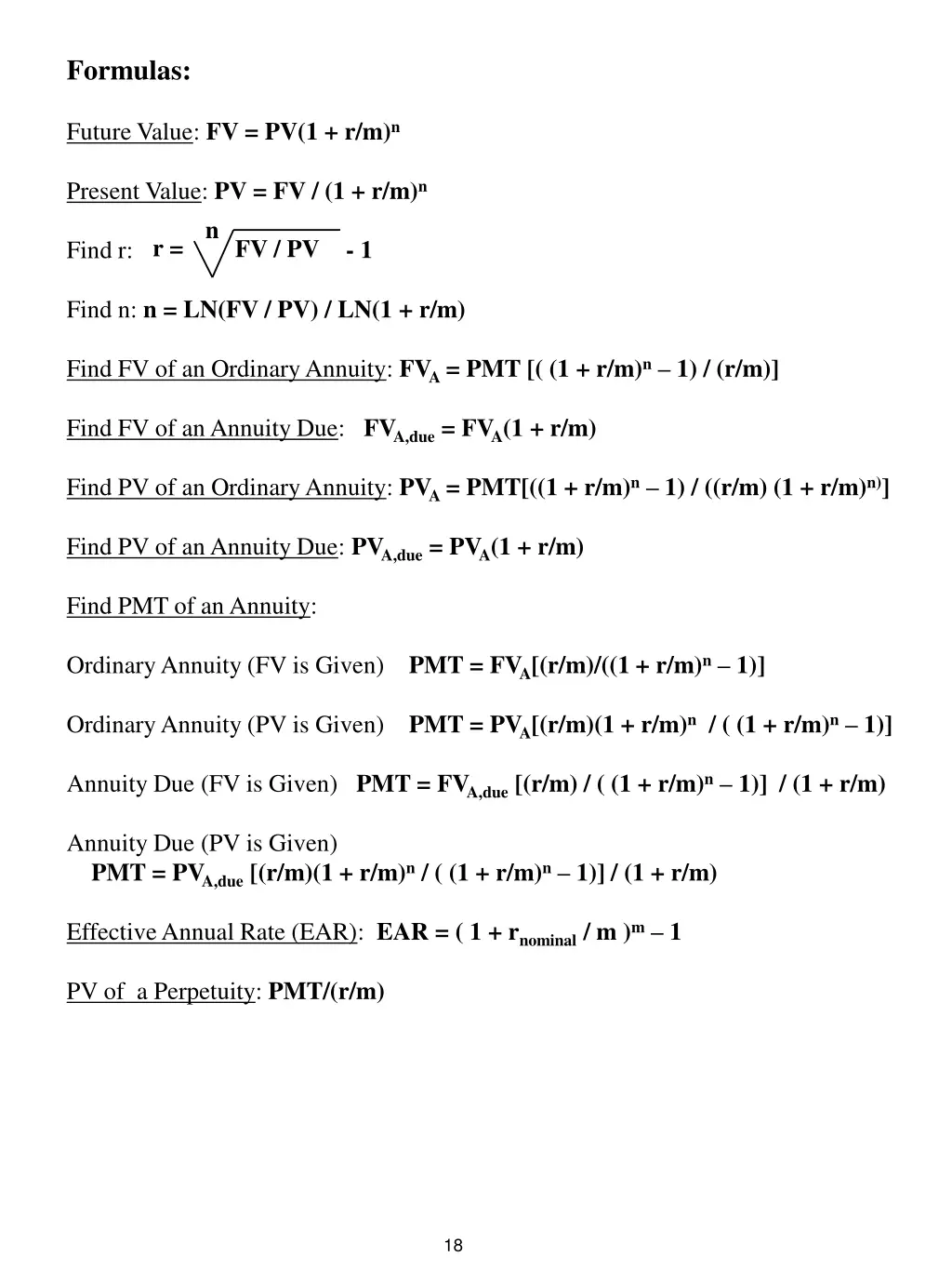formulas