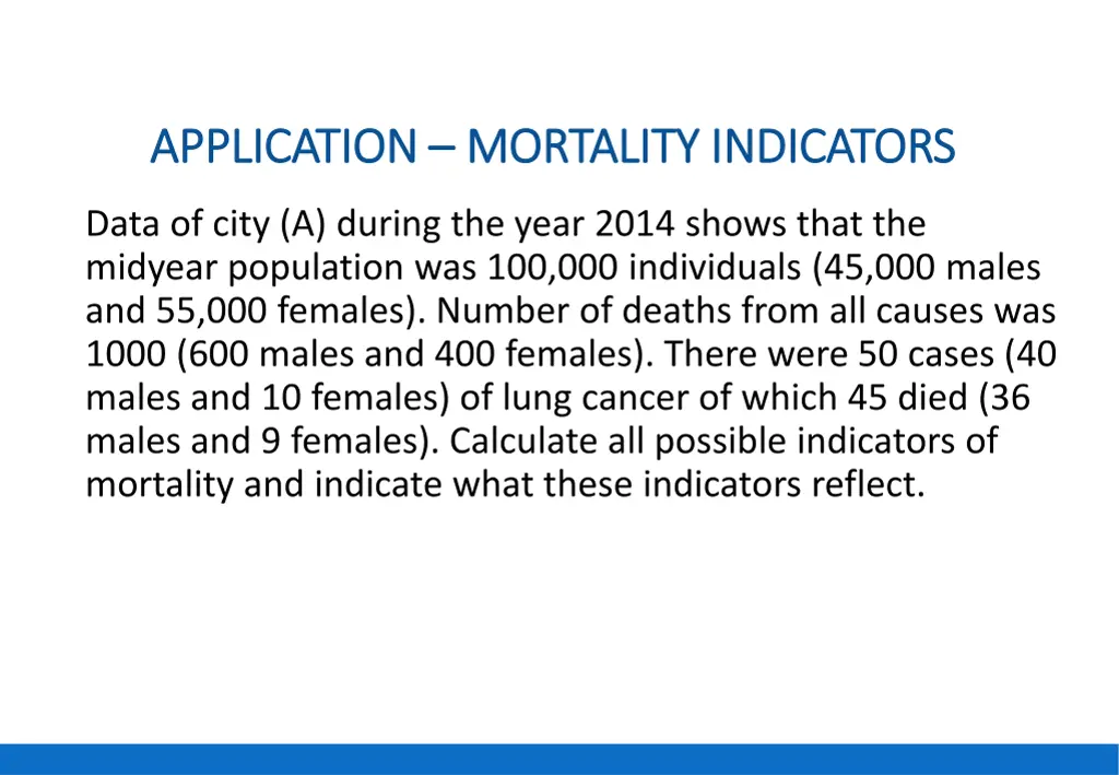 application application mortality indicators 2