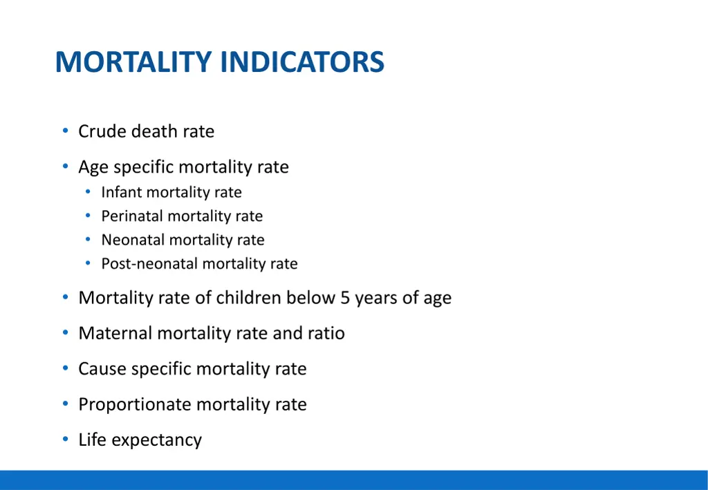 mortality indicators