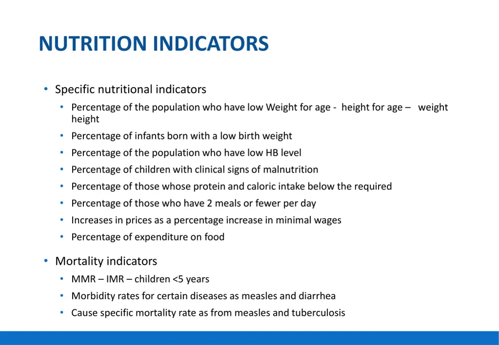 nutrition indicators
