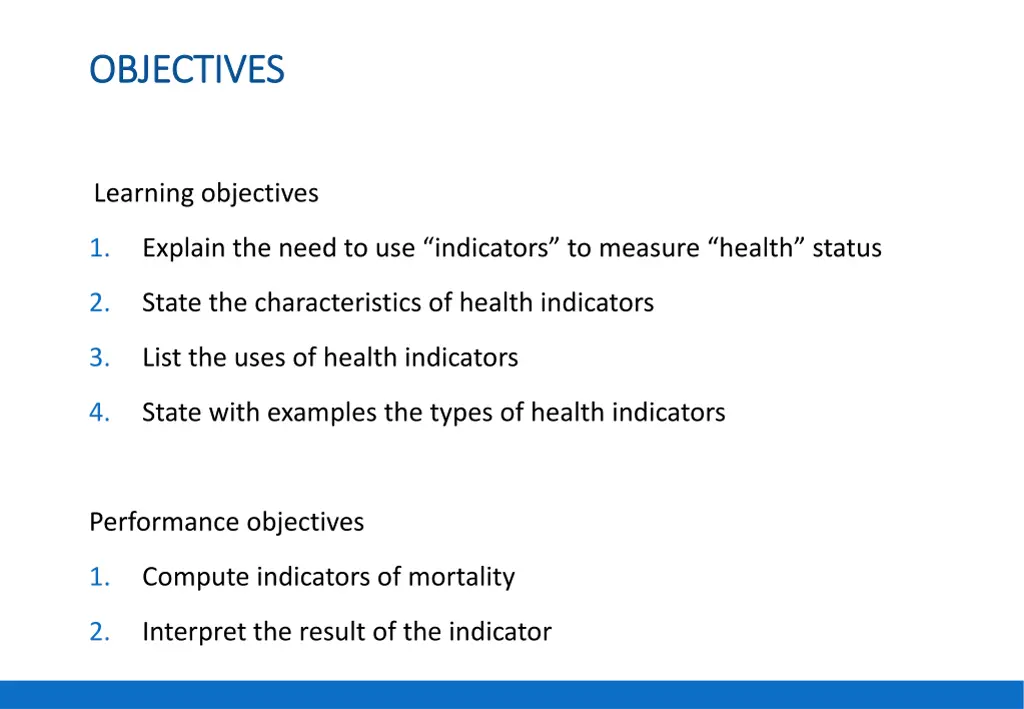 objectives objectives