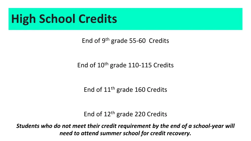high school credits