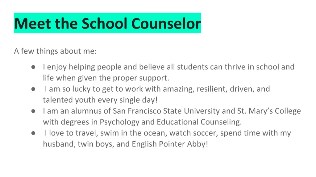 meet the school counselor