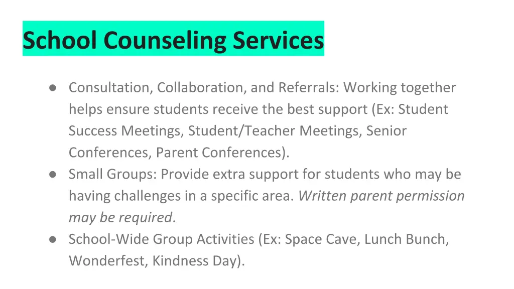 school counseling services