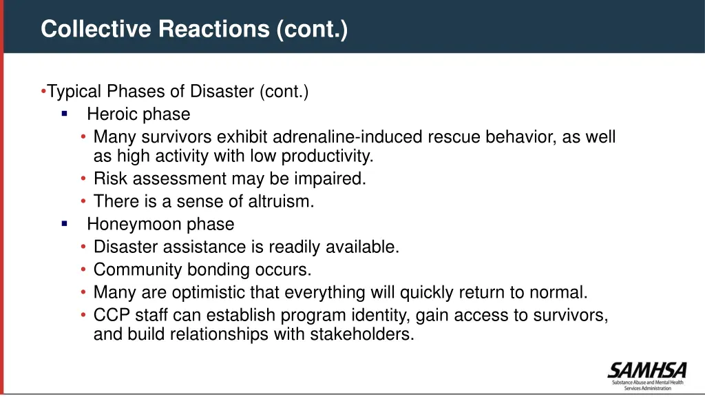 collective reactions cont