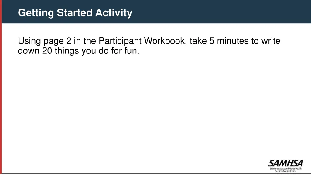 getting started activity
