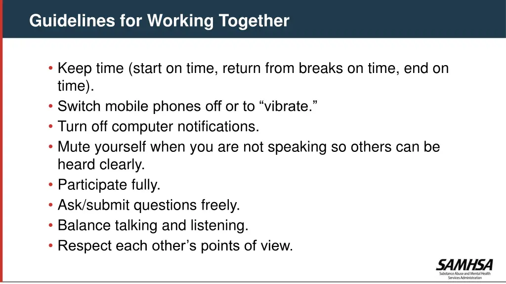 guidelines for working together
