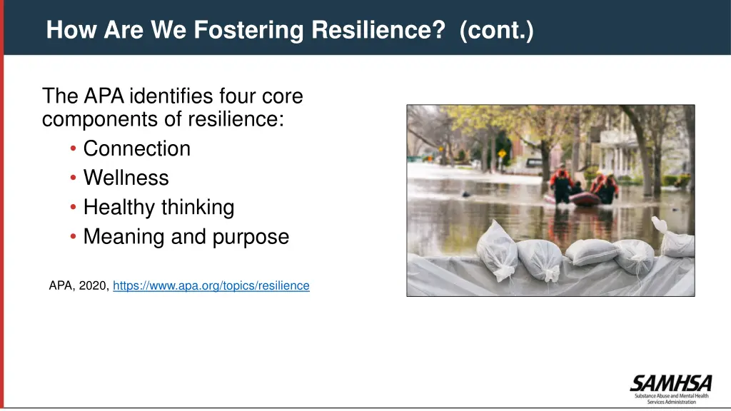 how are we fostering resilience cont