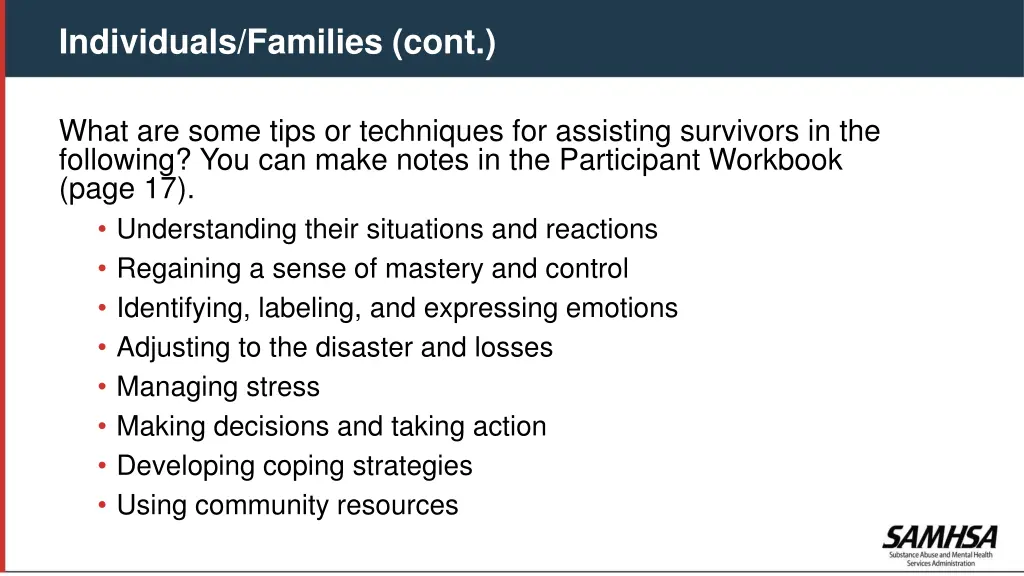 individuals families cont