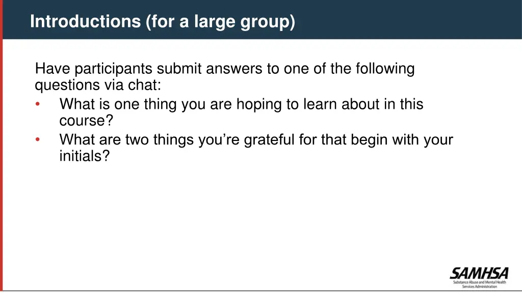 introductions for a large group