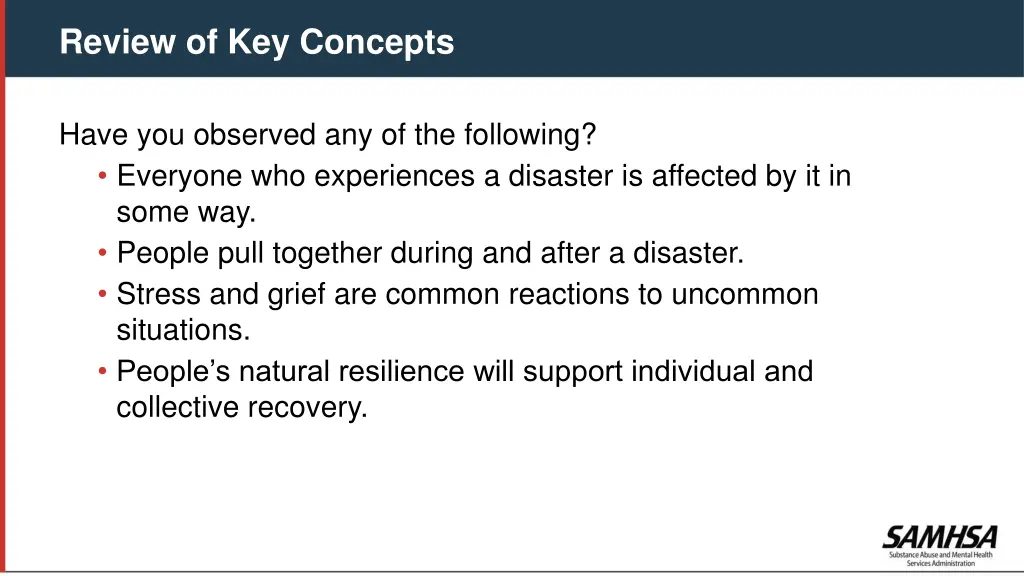 review of key concepts