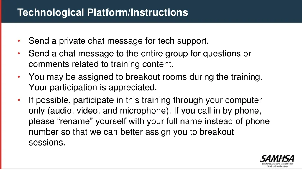 technological platform instructions