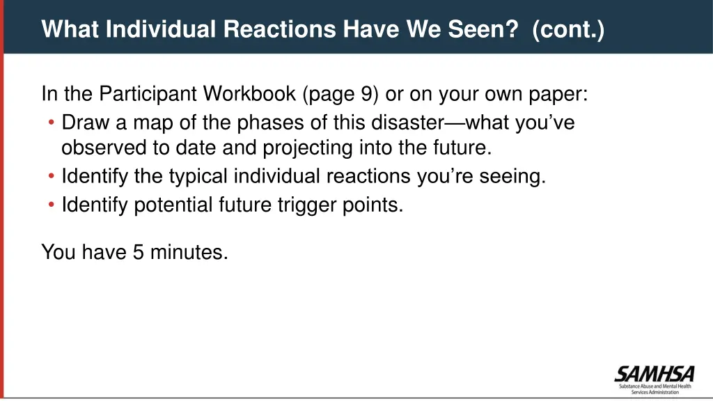 what individual reactions have we seen cont
