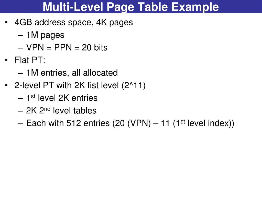 multi level page table example 4gb address space