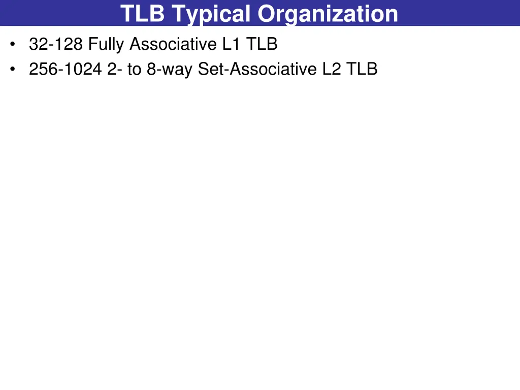 tlb typical organization 32 128 fully associative