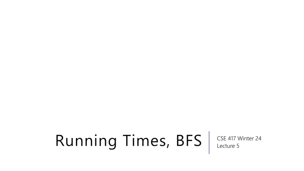 running times bfs