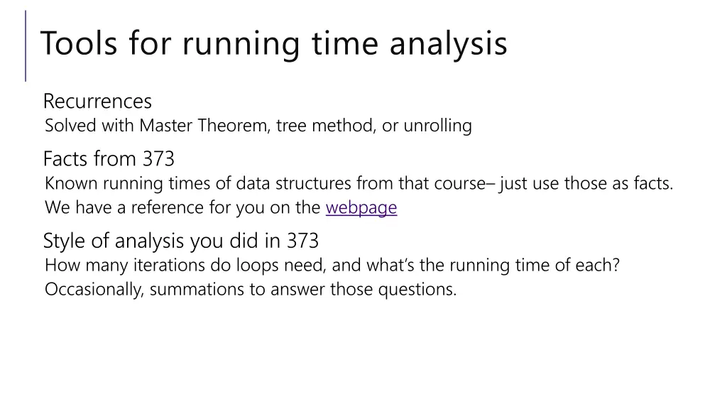 tools for running time analysis