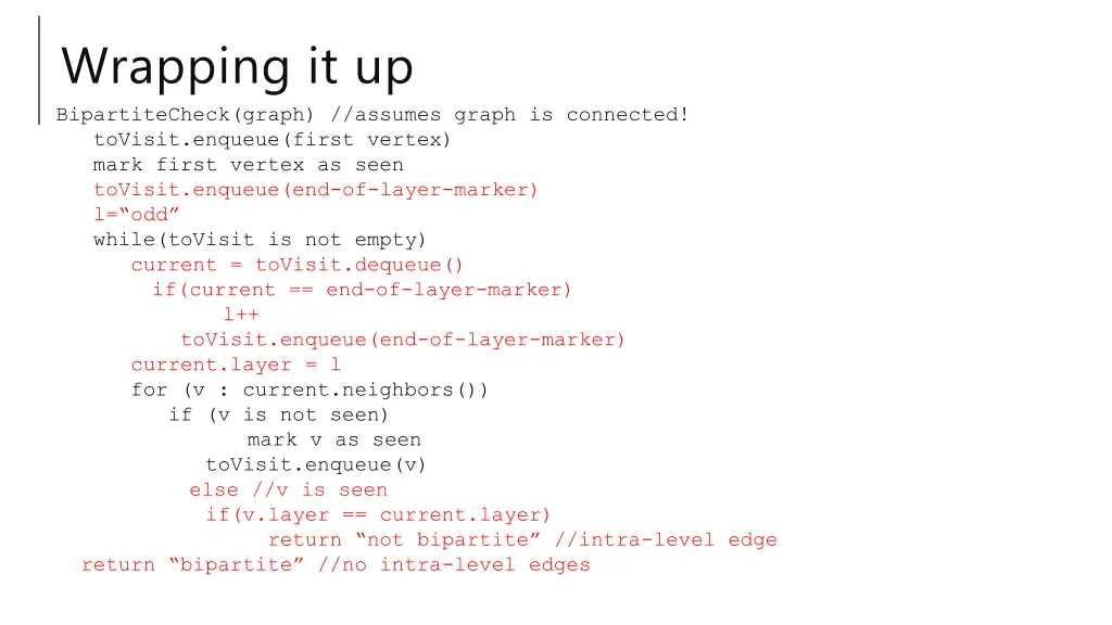 wrapping it up bipartitecheck graph assumes graph