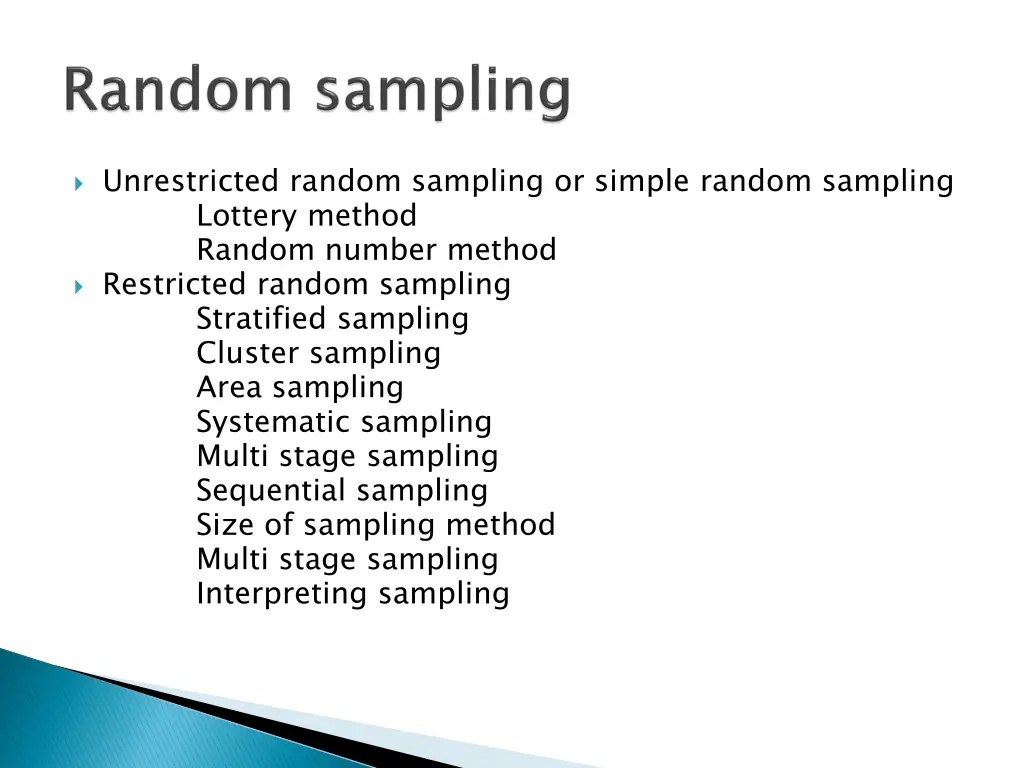 unrestricted random sampling or simple random