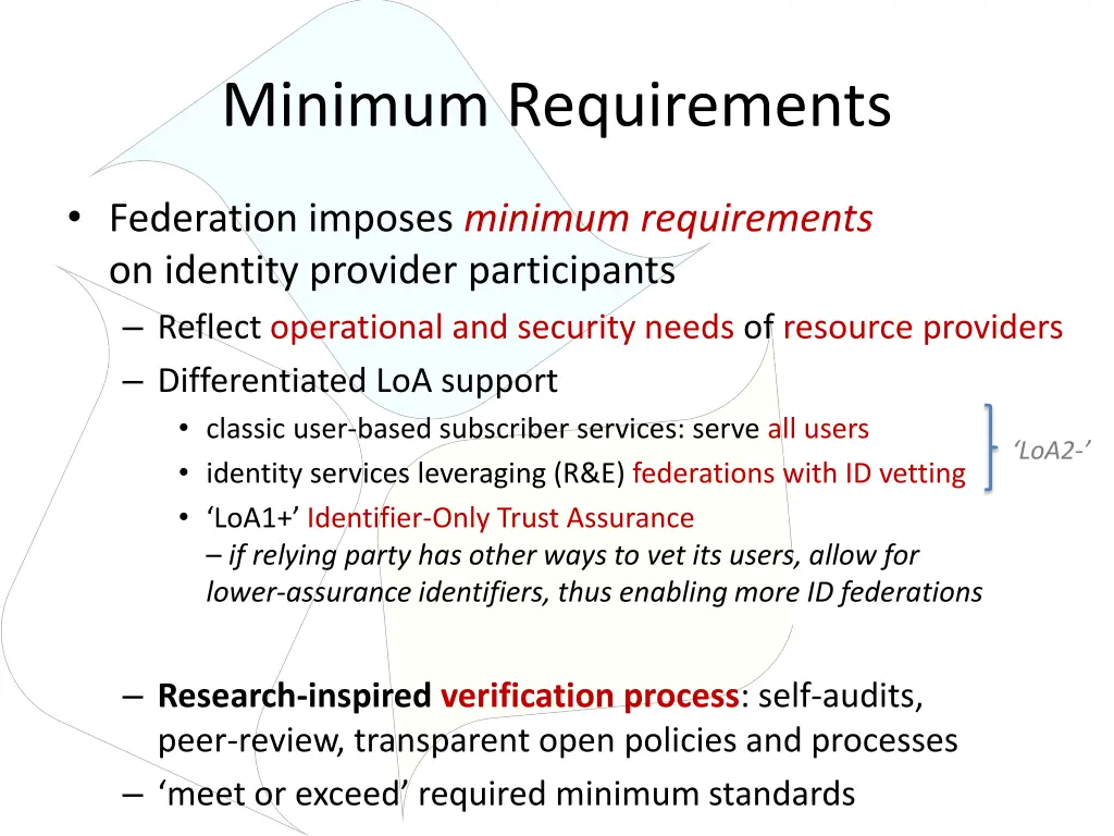 minimum requirements