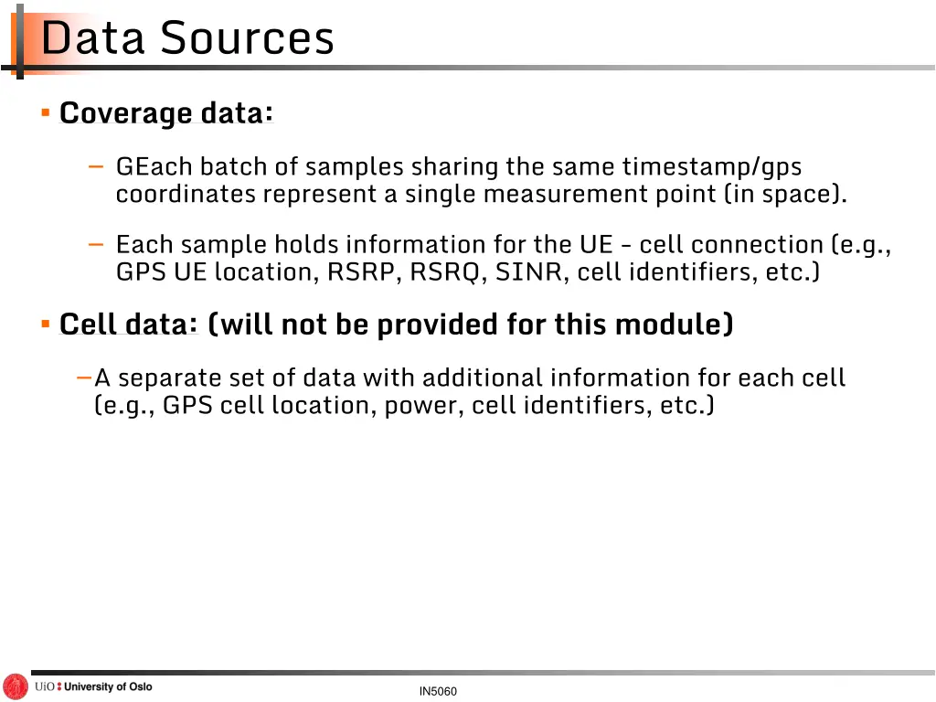 data sources coverage data geach batch of samples