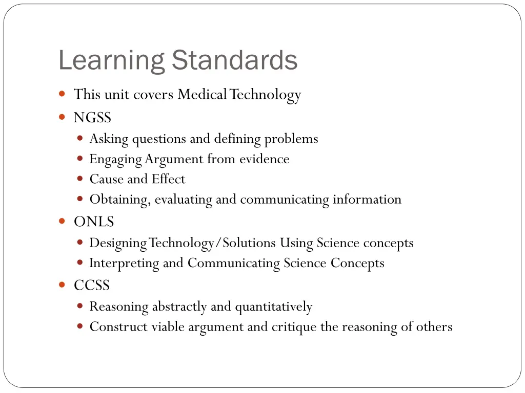 learning standards