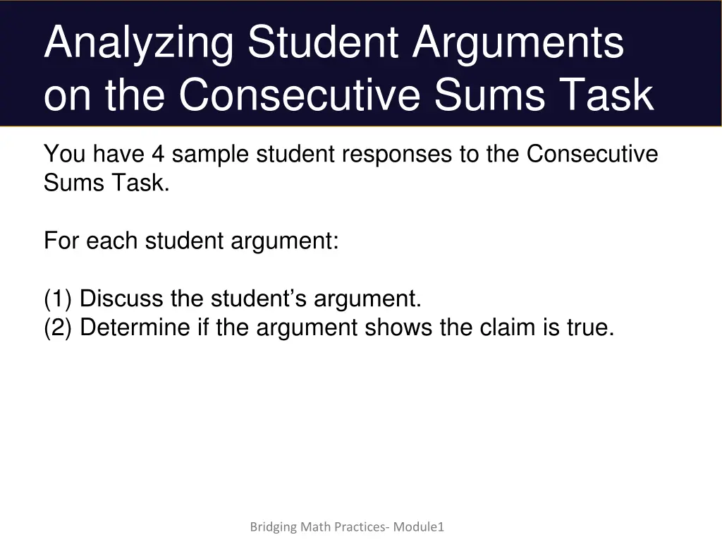 analyzing student arguments on the consecutive