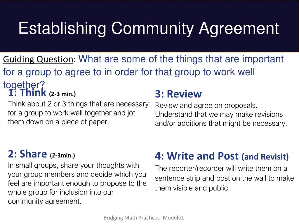 establishing community agreement