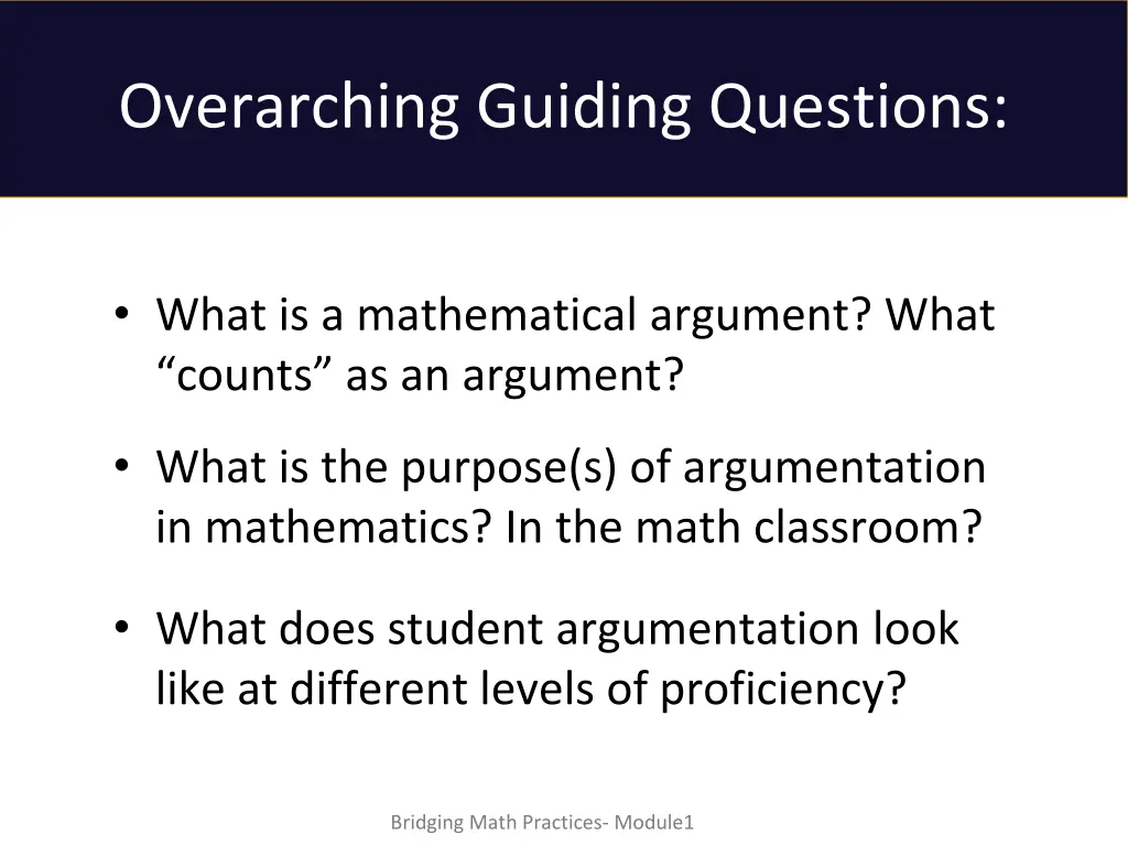 overarching guiding questions
