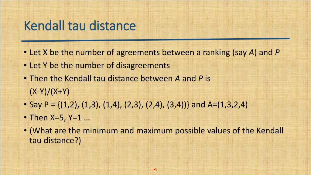 kendall tau distance kendall tau distance