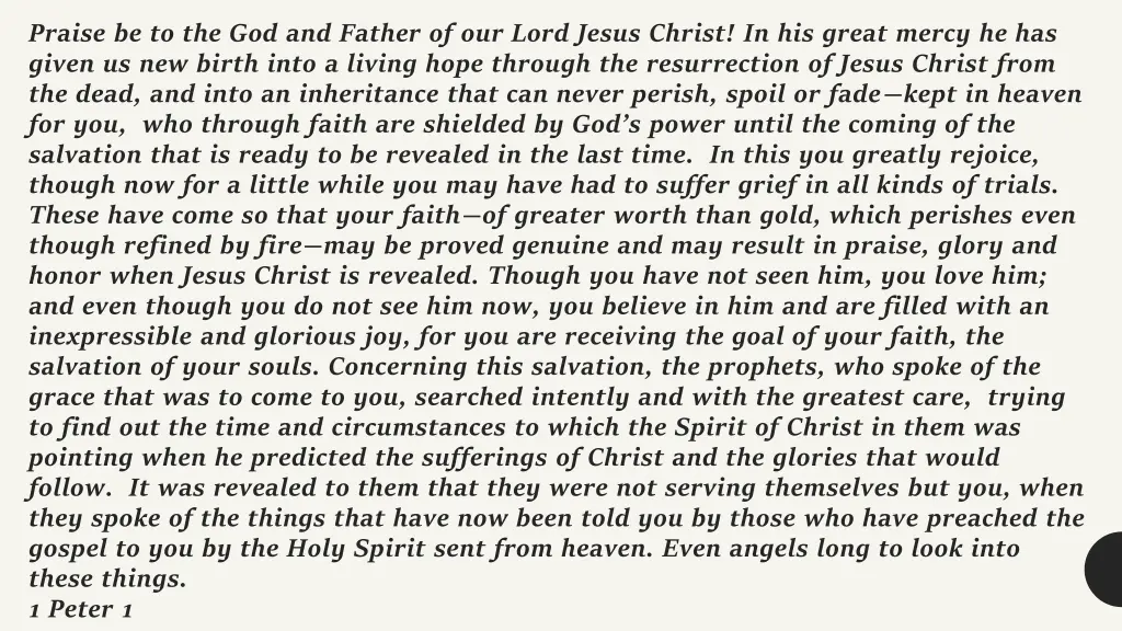 praise be to the god and father of our lord jesus