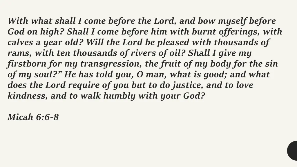with what shall i come before the lord