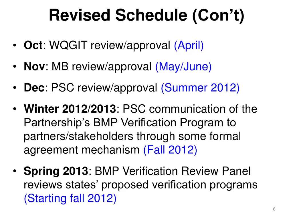 revised schedule con t