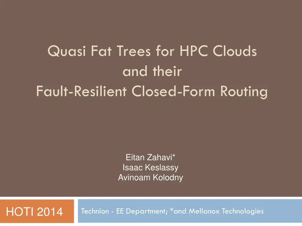 quasi fat trees for hpc clouds and their fault