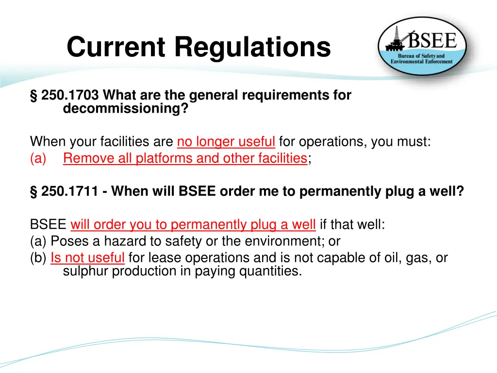 current regulations