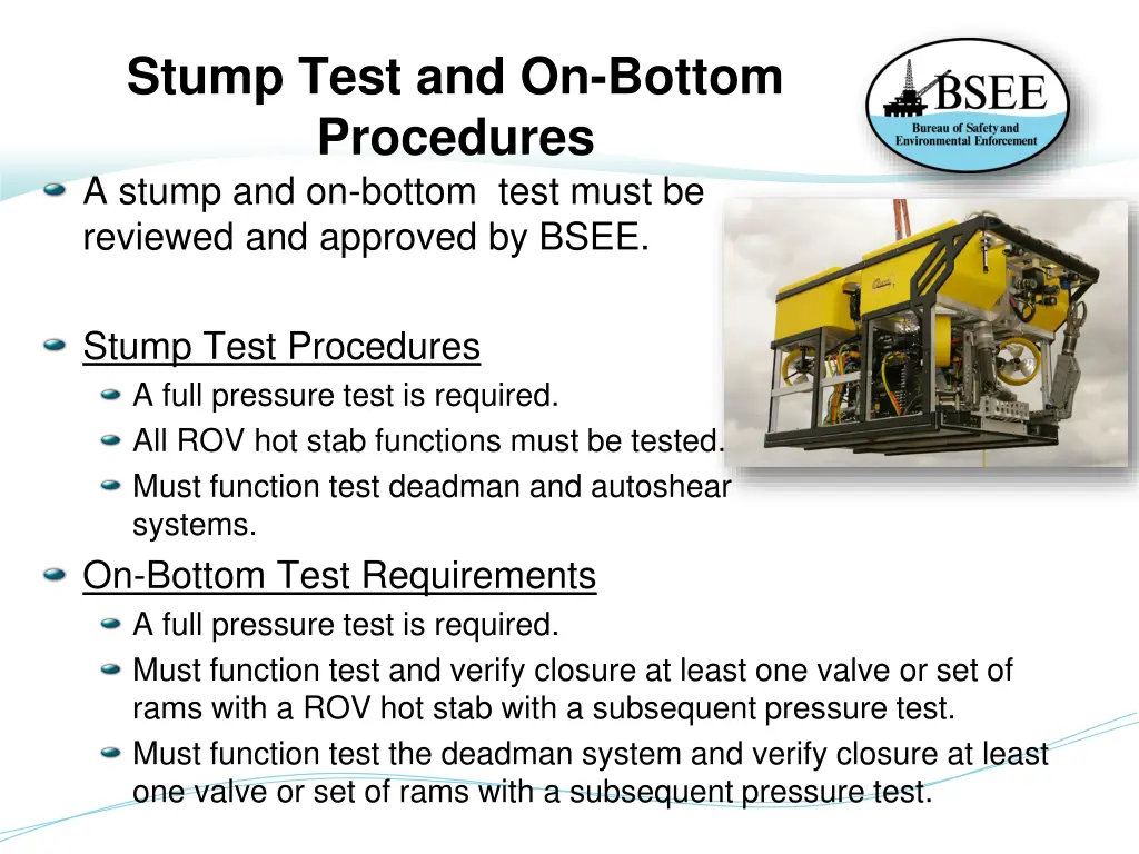 stump test and on bottom procedures a stump