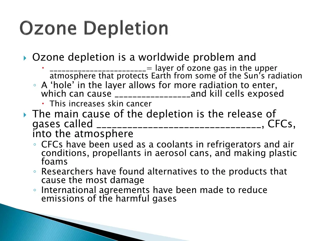 ozone depletion is a worldwide problem and layer