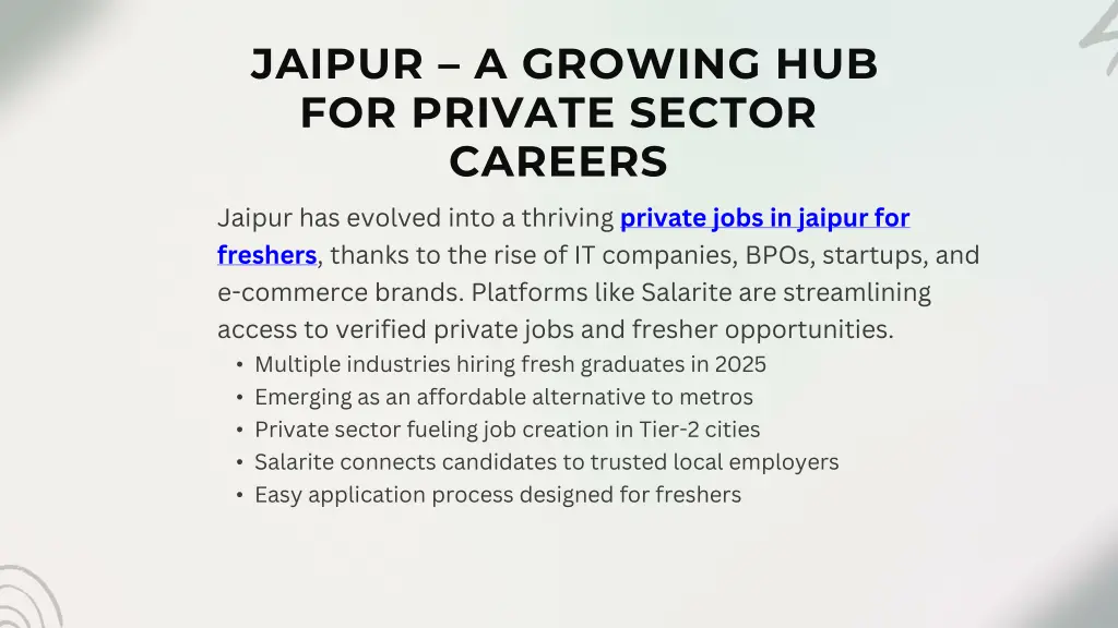 jaipur a growing hub for private sector careers