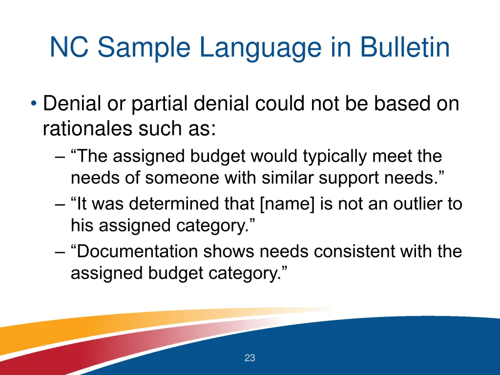 nc sample language in bulletin