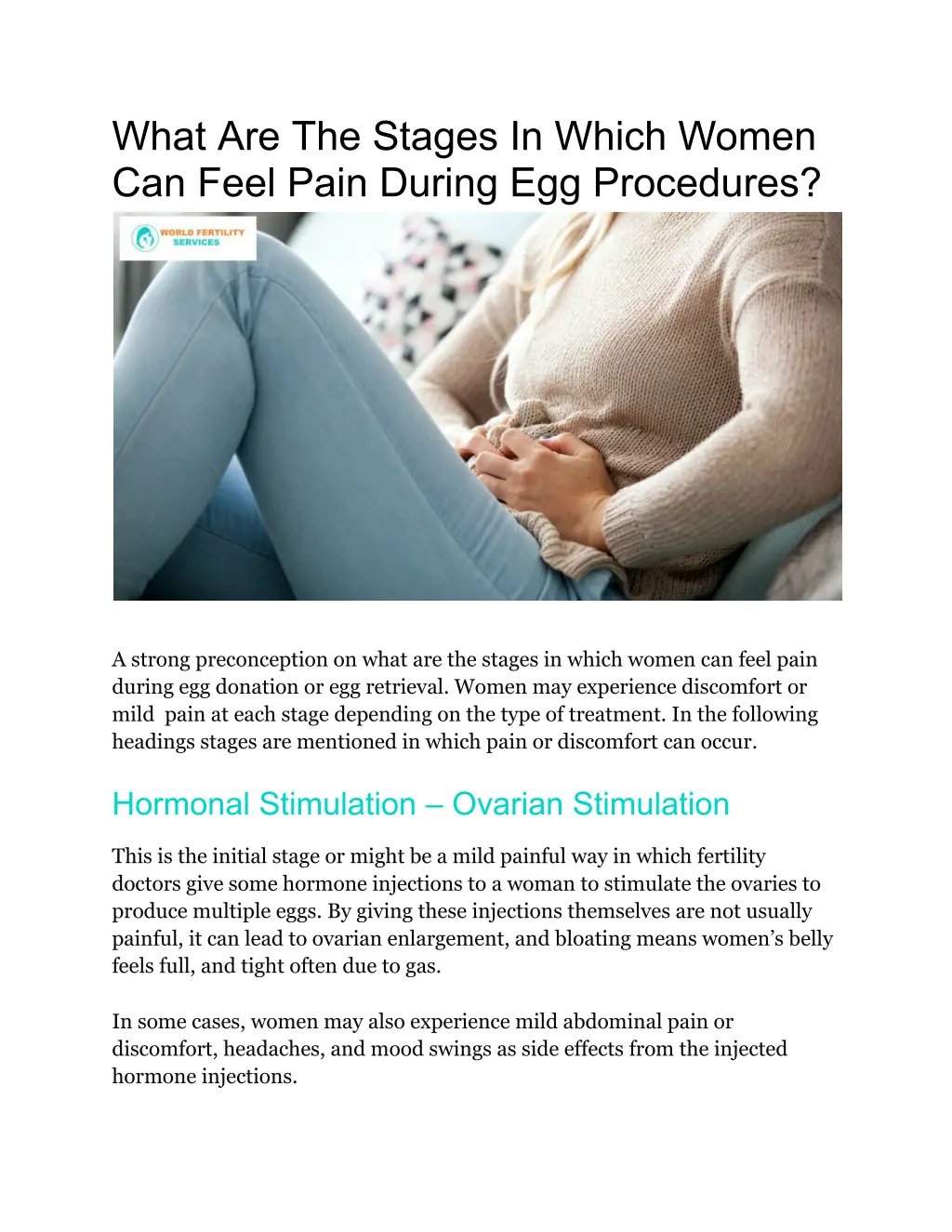 what are the stages in which women can feel pain