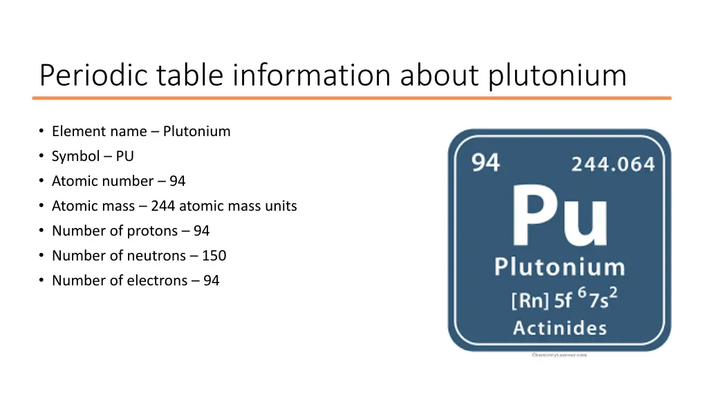 periodic table information about plutonium