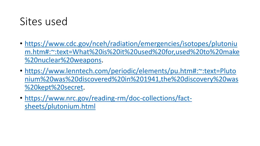 sites used