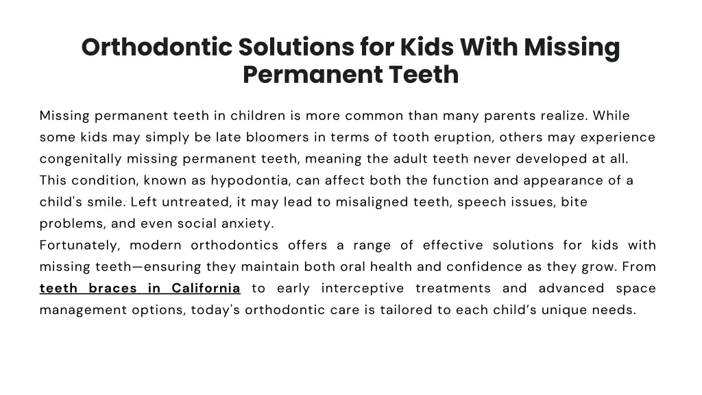 orthodontic solutions for kids with missing