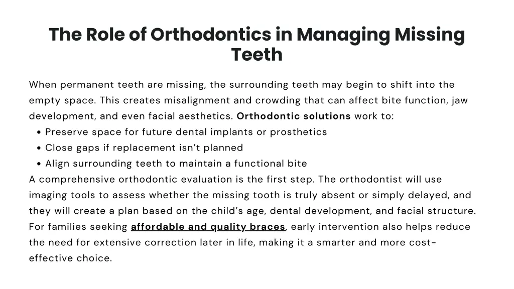 the role of orthodontics in managing missing teeth